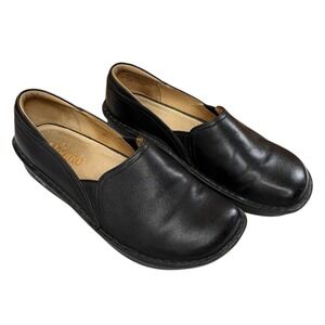 Alegria‎ Debra Black Leather Slip On Nursing Work Shoes Cushioned NonSlip 39